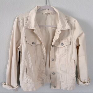Anthropologie Cream Denim Jacket – Size M (Runs Small)
